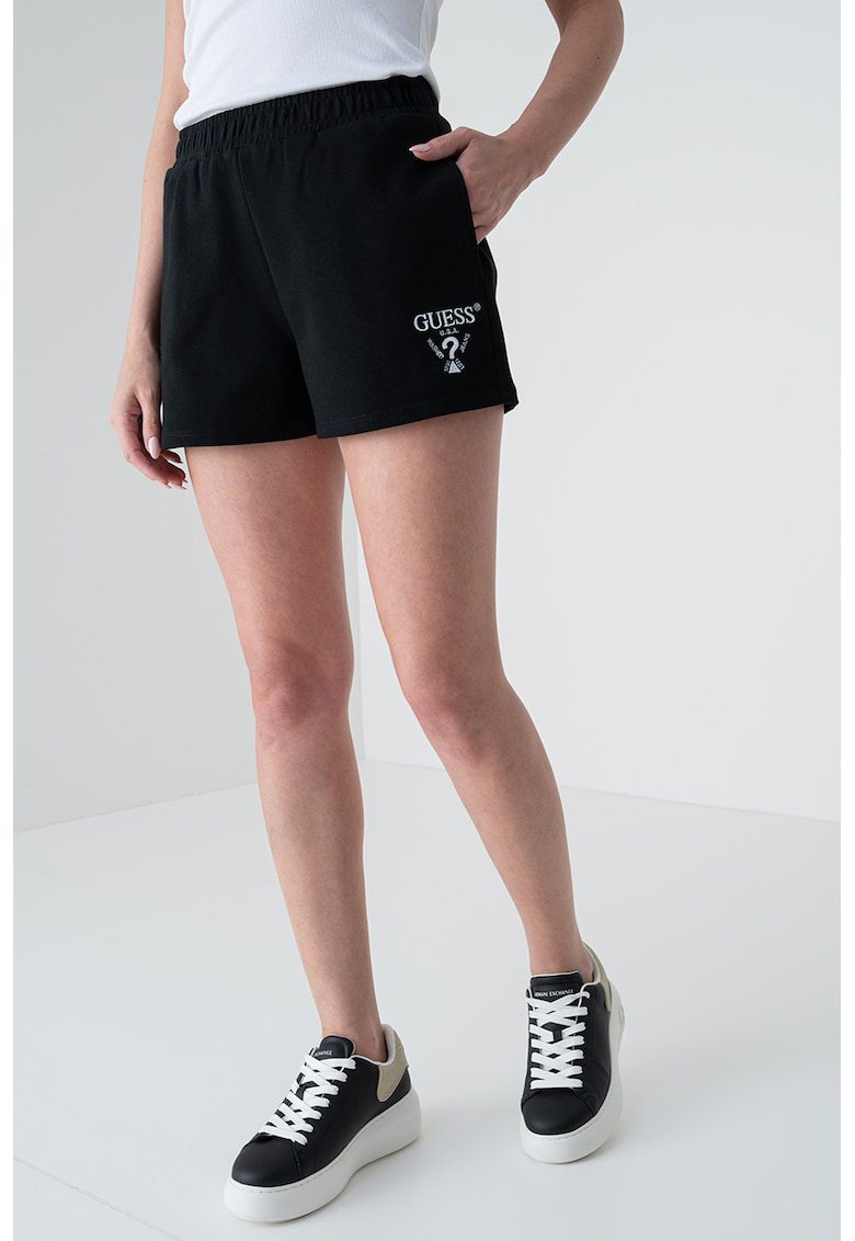 Pantaloni scurti cu broderie logo - Negru