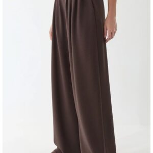 Pantaloni dama - croiala larga - maro cognac - elasten