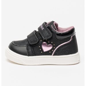 Pantofi sport cu velcro si detaliu inima - Negru/Violet deschis/Negru stins