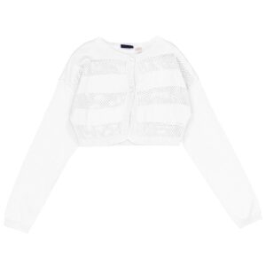 Pulover copii bumbac - alb - design elegant - croiala bolero