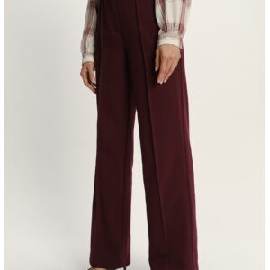 Pantaloni drepti din amestec de modal - Maro cognac