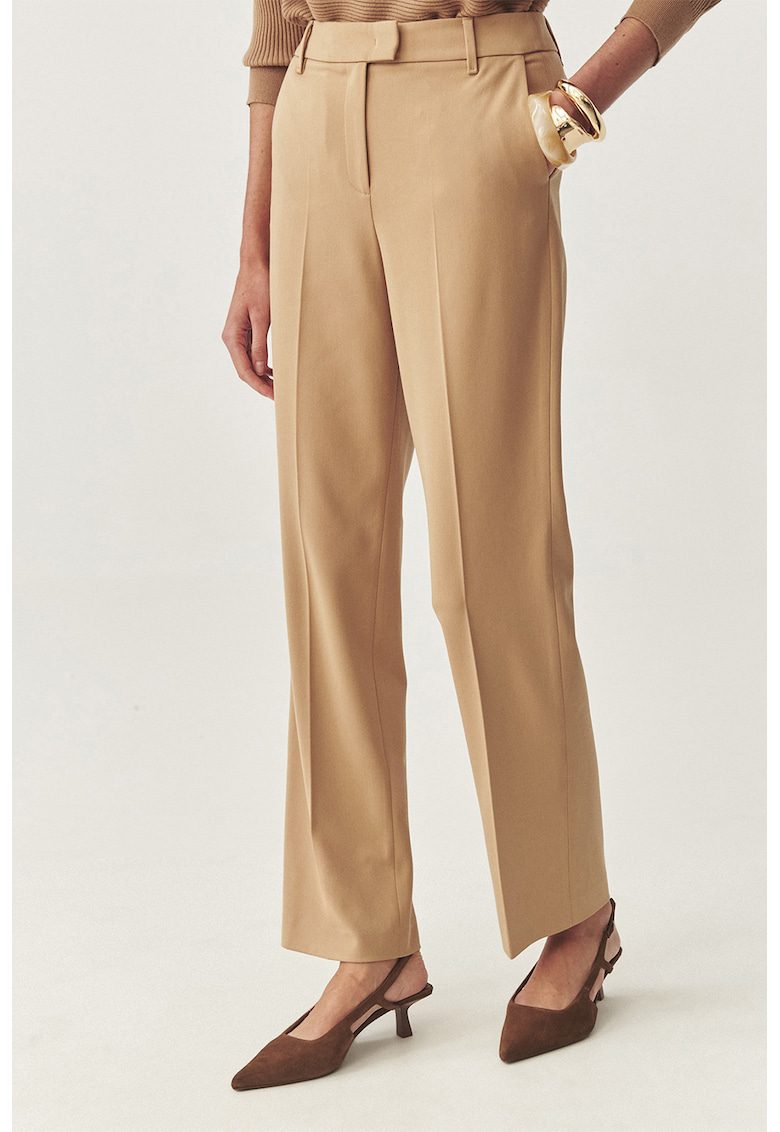 Pantaloni regular-fit cu buzunare laterale - Maro nisip