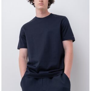Tricou regular fit cu decolteu la baza gatului - Bleumarin