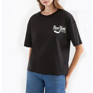 Tricou dama HiCCUP - croiala lejera - negru - bumbac - Negru