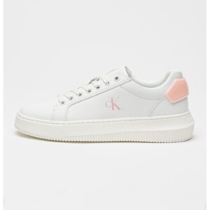 Pantofi sport low-cut de piele si piele ecologica - Alb/Roz