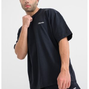 Tricou din bumbac cu imprimeu logo pe partea din spate - Gri deschis/Albastru inchis/Negru stins