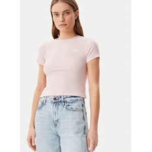 Tricou cu model uni si maneci.scurte - Roz