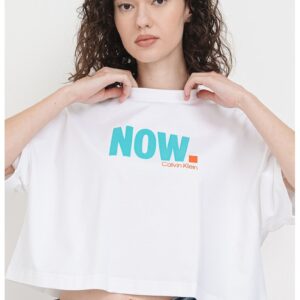 Tricou lejer crop din bumbac - Alb/Verde persan