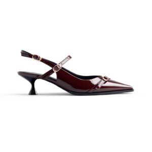 Pantofi slingback cu varf ascutit - Maro