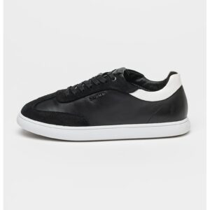 Pantofi sport din piele si garnituri din piele intoarsa - Alb/Negru