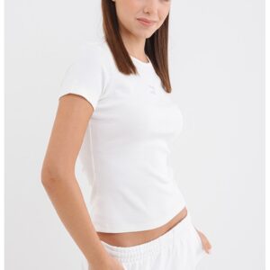 Tricou slim fit striat - Alb/Alb murdar