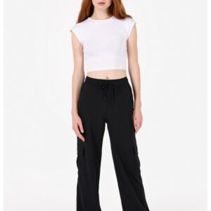 Pantaloni cargo cu snur de ajustare - Negru