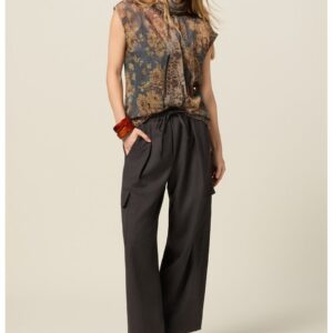 Pantaloni drepti cu model uni - Gri antracit
