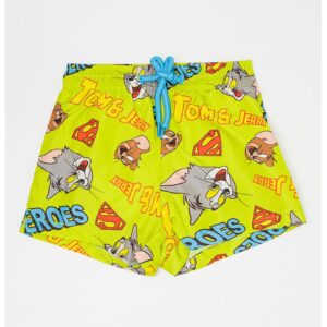 Pantaloni scurti cu model Tom&Jerry - Gri/Galben/Verde deschis