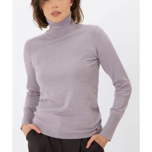 Pulover cu guler inalt S-Juli - dama - usor - violet deschis melange - Violet deschis melange
