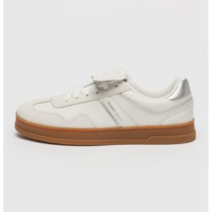 Pantofi sport din piele cu clapa The Greenwich - Alb/Argintiu