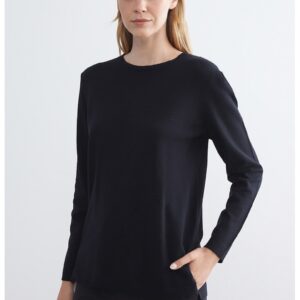 Pulover lejer tricotat fin - Negru