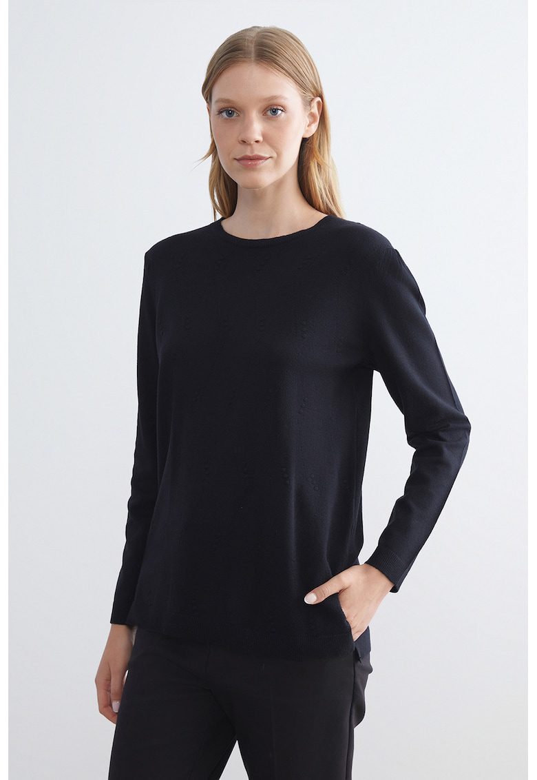 Pulover lejer tricotat fin - Negru
