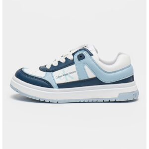 Pantofi sport cu logo si model colorblock - Alb/Albastru deschis/Albastru