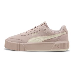 Pantofi sport flatform Carina Mia de piele intoarsa cu garnituri de piele ecologica - Alb fildes/Roz prafuit