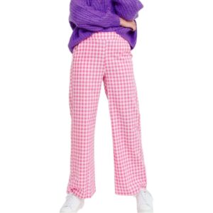 Pantaloni Check roz paun pentru -