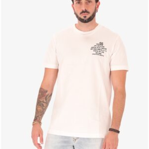 Tricou de bumbac cu imprimeu text - Alb