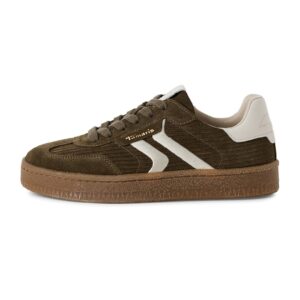Pantofi sport din piele intoarsa cu aspect texturat - Verde masliniu/Caramel/Alb murdar