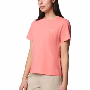 Tricou din amestec de bumbac pentru trekking Sun Trek - Roz somon