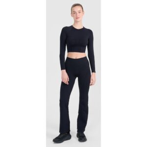 Pantaloni sport dama evazati - negri - fara cusaturi