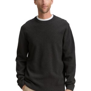 Pulover slim-fit din amestec de bumbac organic - Negru melange