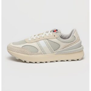 Tommy Hilfiger - Pantofi sport cu insertii din piele intoarsa - Gri deschis/Bej