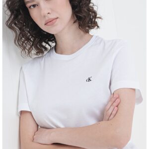 Tricou din bumbac cu logo brodat - Alb