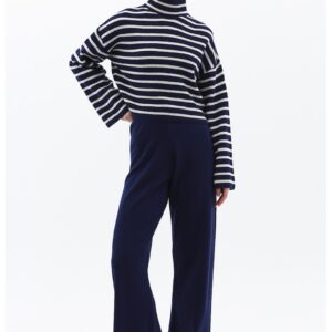 Pantaloni din tricot cu croiala ampla - Bleumarin