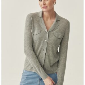 Cardigan din amestec de lana cu nasturi TATUUM x Adeline Wang - Gri deschis
