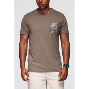 Tricou din bumbac cu buzunar imprimat  OM-TSPT-0227 - Verde inchis