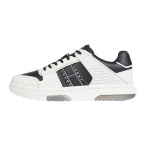 Pantofi sport de piele cu garnitura din material sintetic - Alb/Negru