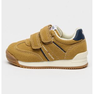 Pantofi sport low-cut cu velcro - Maro camel/Bleumarin