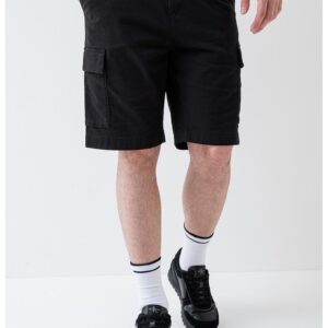 Pantaloni scurti cargo cu buzunare multiple - Negru