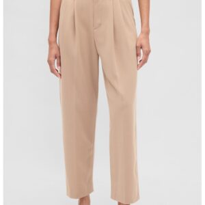 Pantaloni crop cu pensa - Maro taupe deschis