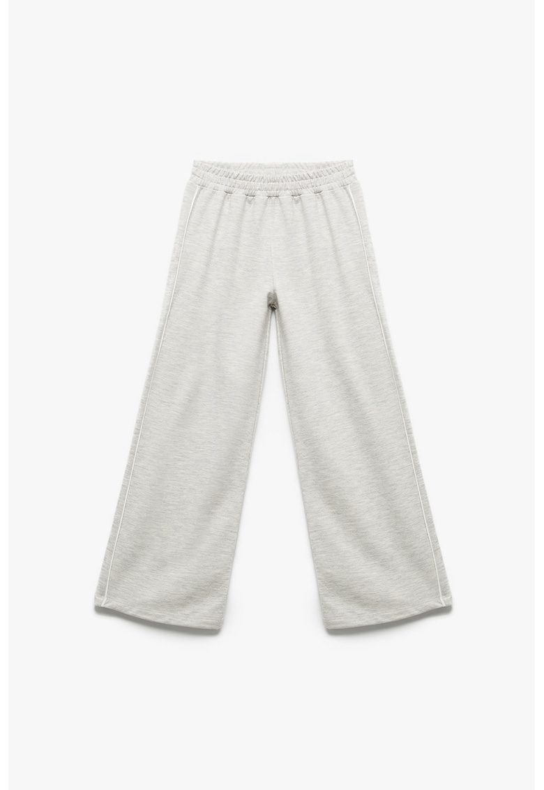 Pantaloni de trening cu croiala ampla si talie elastica - Gri deschis melange