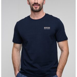 Tricou din bumbac cu imprimeu pe partea din spate Austin - Bleumarin