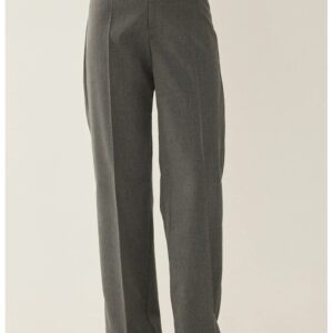 Pantaloni dama - talie inalta - gri - poliester-viscoza - Gri