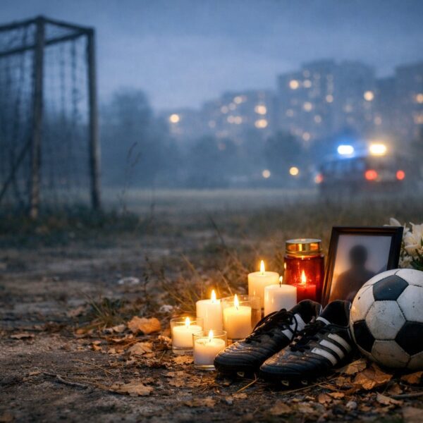 Ilustrație editorială pentru Fostul fotbalist Andrei Petrache, 26 de ani, a fost găsit mort. Generat cu AI.