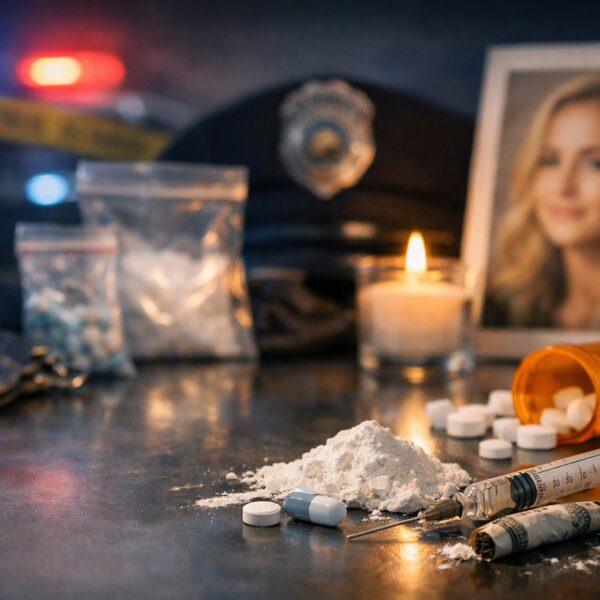Ilustrație editorială pentru Poliția din Greenville a închis ancheta în cazul morții lui Hayden Panettiere: deces accidental cauzat de mai multe droguri, inclusiv fentanyl. Generat cu AI.
