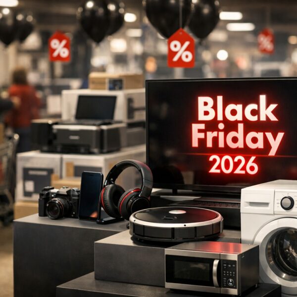 Ilustrație editorială pentru Kaufland anunță Black Friday 2026: 4–17 noiembrie, reduceri mari la electronice și electrocasnice. Generat cu AI.