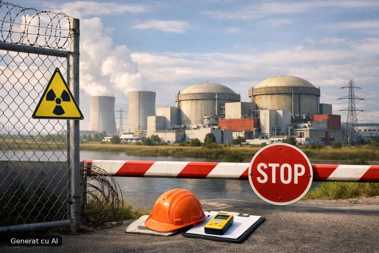 Ilustrație editorială pentru Unitățile 1 și 2 de la Cernavodă rămân oprite în siguranță, fără riscuri pentru securitatea nucleară. Generat cu AI.